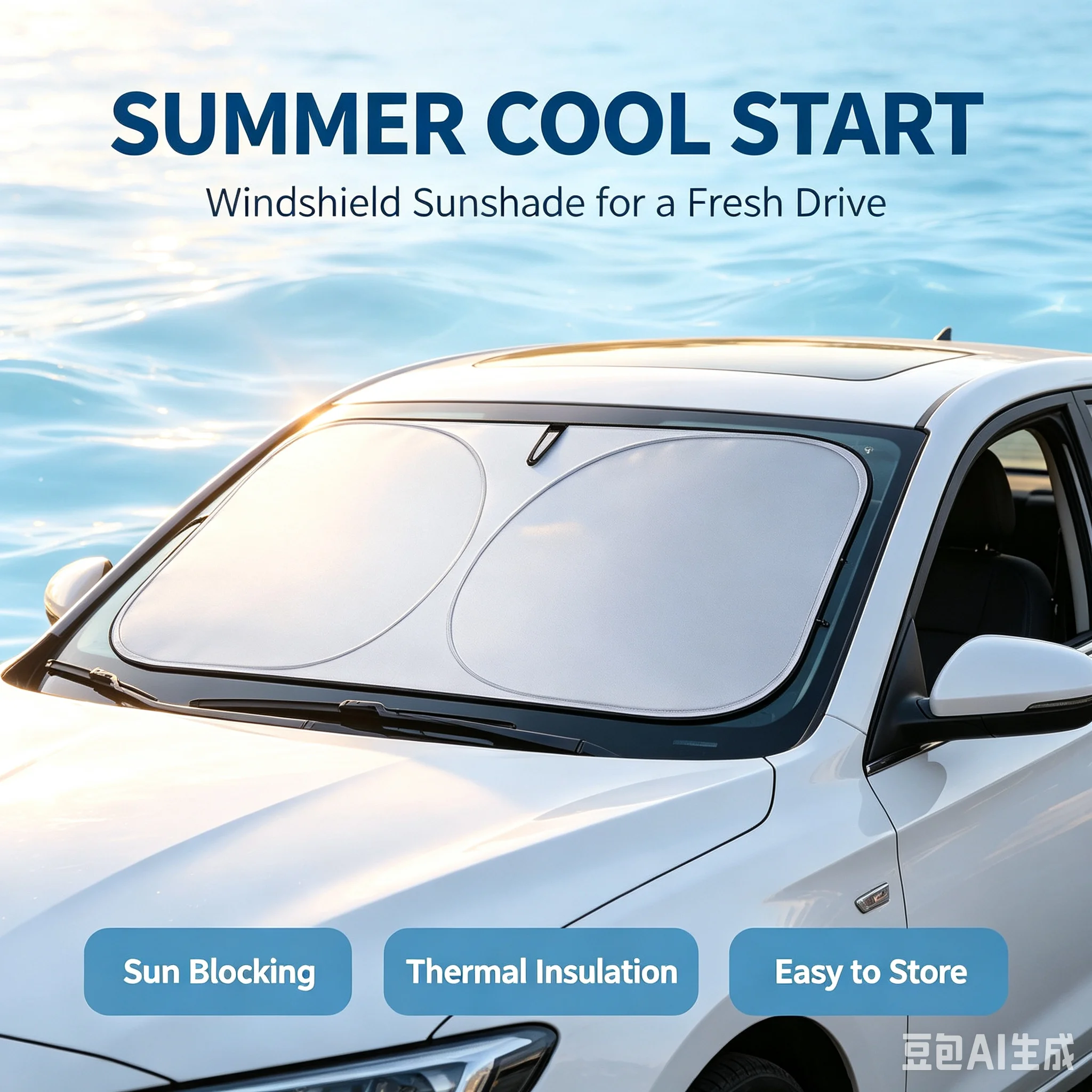 Windshield Sun Shade - Parasole Pieghevole per Parabrezza Auto -