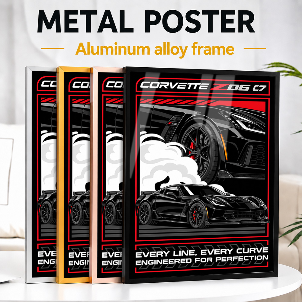 Car Mirror - Poster in metallo con cornice della