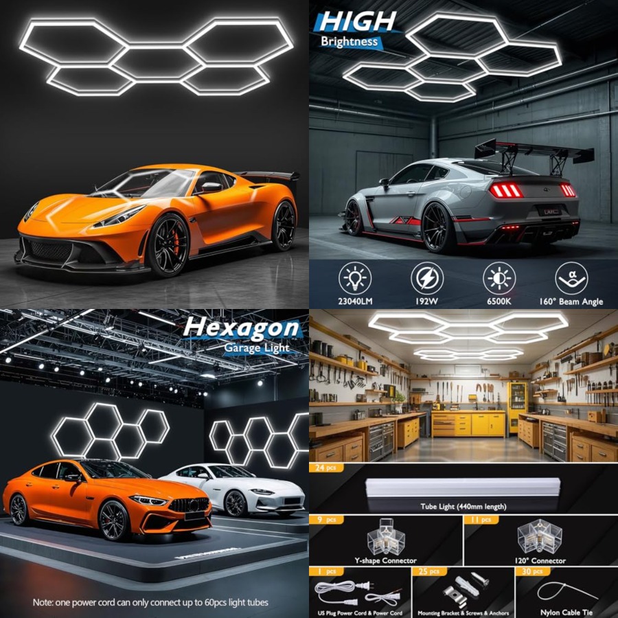 Car Led Light - Luci Esagonali per Garage, Luci a